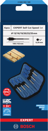 Set Mata Bor Sekop Bosch EXPERT Self Cut Speed, 6 buah.